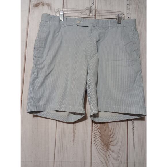Peter Millar Shorts Mens 38 Blue White Stripe Classic Chino Golf‎ Casual Summer - Picture 1 of 7